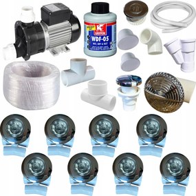 Hidromasszázs szett 8 fúvóka B09 Szivattyú 1100W Kád szerelés Jacuzi Bali