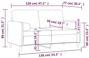 2 személyes sárga bársony kanapé díszpárnákkal 120 cm