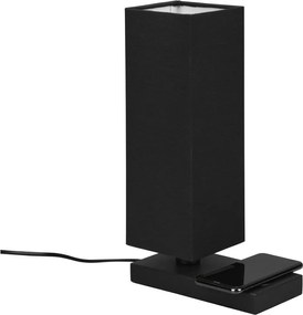 Matt fekete asztali lámpa vezeték nélküli töltővel (magasság 35 cm) Haley – Trio