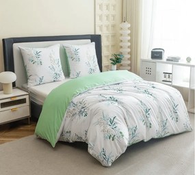 Mikroszálas flanel ágyneműhuzat VERDELLE fehér-zöld Ágyneműhuzat mérete: 70 x 90 cm | 140 x 200 cm