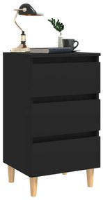 2 db fekete éjjeliszekrény tömör fa lábakkal 40 x 35 x 69 cm