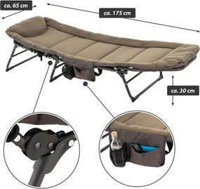 Kemping nyugágy párnával 175 x 65 cm khaki színű