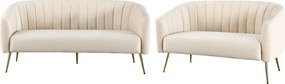 Design 3-as ülés kanapé, bézs Velvet szövet/gold króm-arany, BAGY