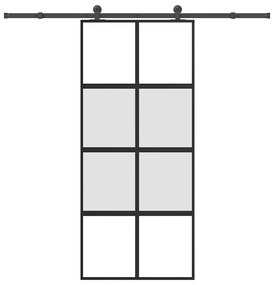 Tolóajtó vasalattal 90x205 cm edzett üveg és alumínium szett