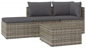 4 részes szürke polyrattan kerti ülőgarnitúra párnákkal