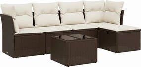 vidaXL 6 részes barna polyrattan kerti ülőgarnitúra párnával