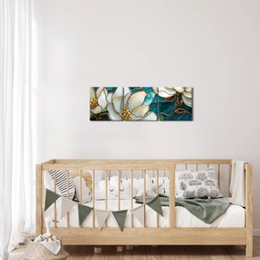 Kép - Ólomüveg magnóliával (órával) (90x30 cm)
