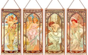 Alfons Mucha - Napszakok (Garnitúra) Pasztell üvegkép, falikép