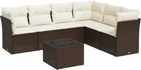 vidaXL 7 részes barna polyrattan kerti ülőgarnitúra párnákkal