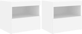 vidaXL 2 db fehér műfa éjjeliszekrény LED-fényekkel 50x40x45 cm