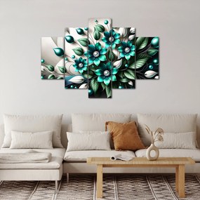 Kép - 3D türkiz virágok (150x105 cm)