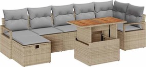 vidaXL Kerti Kanapé Szett párnával tárolóval 8 pcs Bézs polirattan