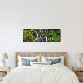 Egy kép a vízesésekről egy trópusi erdőben (órával) (90x30 cm)