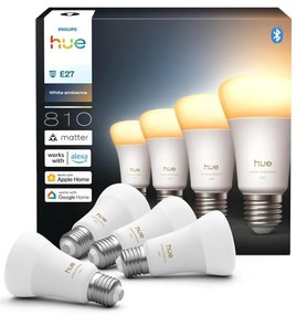 4 darabos szett dimmelhető Philips Hue WHITE AMBIANCE LED izzó E27/6W/230V 1000-20000K