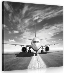 Vászonkép 80x80 Repülőgép repülőtér kifutópálya ég felhők utazás repülés