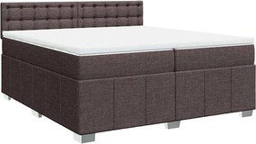 vidaXL sötétbarna szövet rugós ágy matraccal 200 x 200 cm