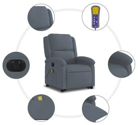 vidaXL elektromos felállást segítő sötétszürke bársony masszázsfotel