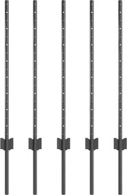 vidaXL Kerítésoszlop 5 pcs Szürke 80 cm Acél