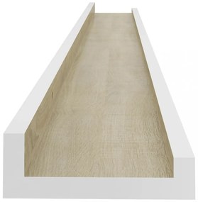 4 db fehér és sonoma-tölgy színű fali polc 100 x 9 x 3 cm