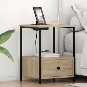 Éjjeliszekrény Töltőállomással 2 pcs sonoma tölgy Faanyag