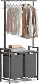 Szennyes- és szennyestartó kosár 2 db 46L-es tartály felső ruhaakasztó Loft