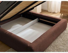 Narancssárga kárpitozott ágyneműtartós franciaágy ágyráccsal 140x190 cm Orlane – Bobochic Paris