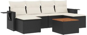 vidaXL 7 részes fekete polyrattan kerti ülőgarnitúra párnával