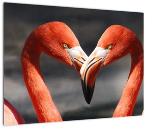 Két szerelmes flamingó képe (üvegen) (70x50 cm)