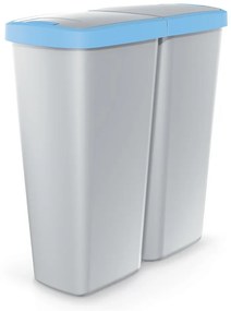 Szürke DUO szemetes, 50 l, kék / szürke