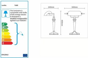 LANDLITE-01CEL1004 Bronz Színű Banklámpa 1XE27 40W IP20
