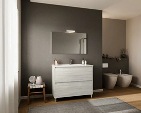 Lisbona 100cm-es 2 fiókos fürdőszobaszekrény szürke tölgy + mosdó