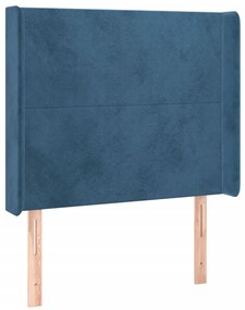 sötétkék bársony LED-es fejtámla 93x16x118/128 cm