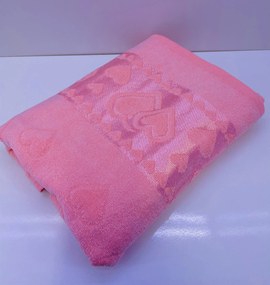 Jacquard frottír törölköző sárgabarack szív 50x90cm TiaHome