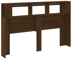 barna tölgyszínű szerelt fa LED-es fejtámla 160x18,5x103,5 cm
