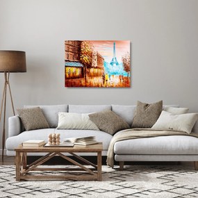 Üveg kép - Esős idő és az Eiffel-torony (70x50 cm)