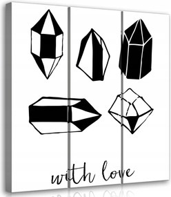 Vászonkép 90x100 Kristályok ásványok geometria minimalizmus fekete fehér szerelem