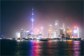 Éjszakai Shanghai képe (90x60 cm)