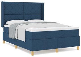 Boxspring Ágy Matrac Részével - Kék, 140x200 cm, Szövet