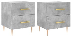 2 db betonszürke szerelt fa éjjeliszekrény 40 x 35 x 47,5 cm