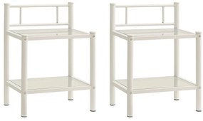 2 db fehér és átlátszó fém és üveg éjjeliszekrény