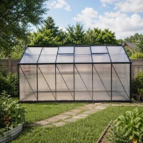 Furnigo Kerti üvegház 380x190x195 cm + alap - fekete