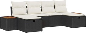 vidaXL Kerti Kanapé Szett 6 pcs Fekete 55 x 62 x 69 cm Poli rattan