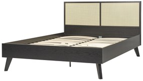 Fekete rattan franciaágy 140 x 200 cm MONPAZIER  Beliani