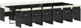 vidaXL 13 részes fekete polyrattan kerti ülőgarnitúra párnákkal