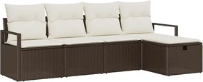vidaXL Kerti Kanapé Szett párnával tárolóval 5 pcs Barna Poli rattan