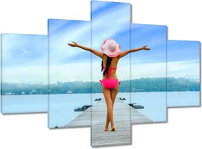 Våszonkép 100x70 Hölgy a mólón