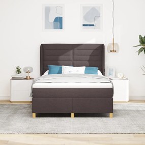 Boxspring Ágy Mattal Sötétbarna 140x200 cm Szövet