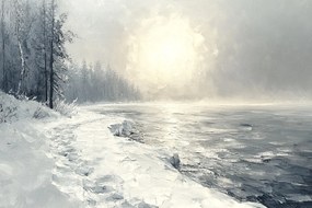 Vászonkép Canvas Tájkép Tengerpart Tél Hó Fagy 60x40