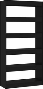 vidaXL fekete szerelt fa térelválasztó könyvszekrény 80x30x166 cm