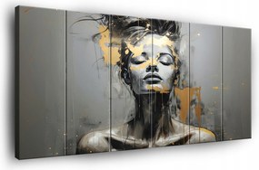 Vászonkép Nő Szürke Arany Vászon Fal 6 Részes Hálószoba 180x100